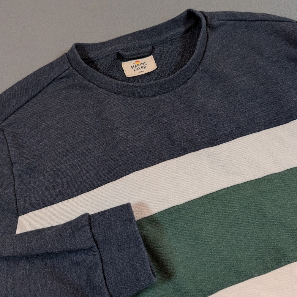 Mens Marine Layer Jordan Sweatshirt Stripe Colorblock Long Sleeve Size Small